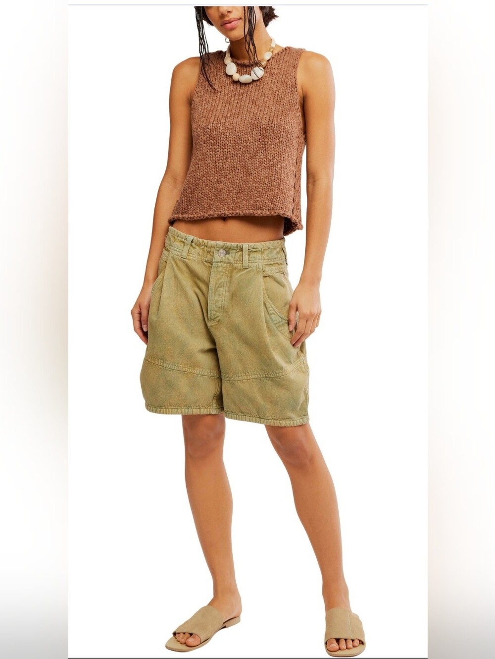 Free People Wild Rebel Bermuda Shorts NWT Sz 8 #OUTLAW TAUPE